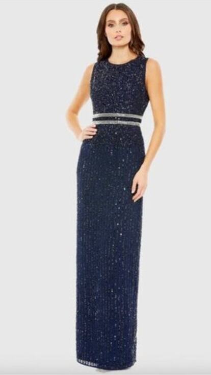 Mac Duggal Dresses & Skirts - MAC DUGGAL Dress Size 16 Evening Gown Sequin Navy Blue Sleeveless NEW Column